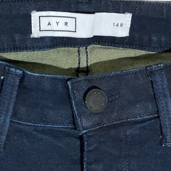 AYR 'The Skinny' Jeans In Jac's Jeans Wash Dark Blue Distressed Stretchy Sz 14 R - Picture 12 of 16